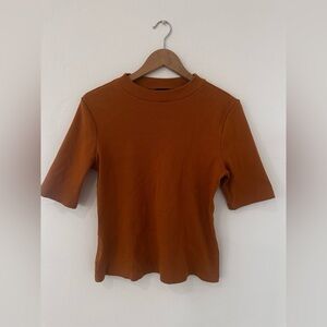 Maeve X Anthropologie Ribbed Knit Short Sleeve Top, Size Medium